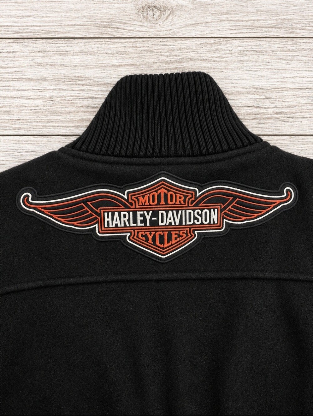 Harley-Davidson Women’s Black Wool Bomber Motorcycle Jacket Size Small - Picture 6 of 6